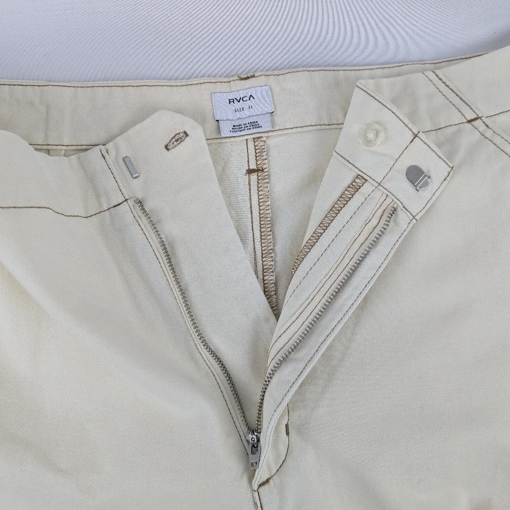 RVCA Back Bay Pant Relaxed Wide Leg Chino Utility 100% Cotton Latte 31 NWT